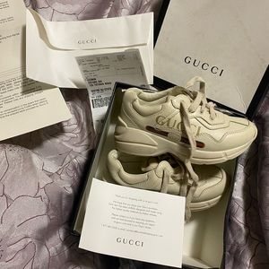 Toddler unisex Rhyton Gucci logo leather sneaker